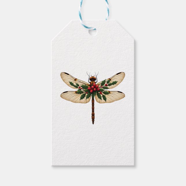 Etiqueta Para Presente Dragonfly Holly Winged (Frente)