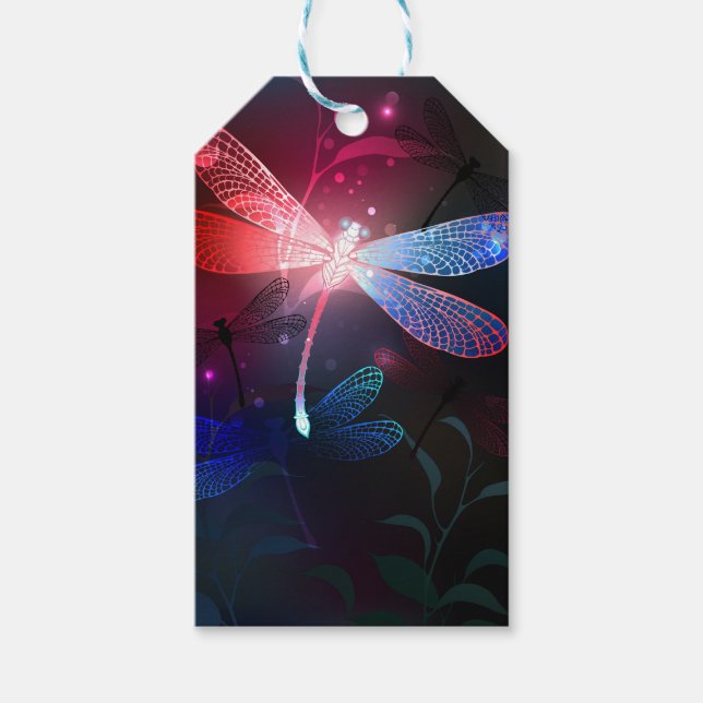 Etiqueta Para Presente Dragonfly vermelha (Frente)