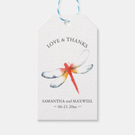 Etiqueta Para Presente Dragonfly Vermelha De Marca De Favor De Casamento