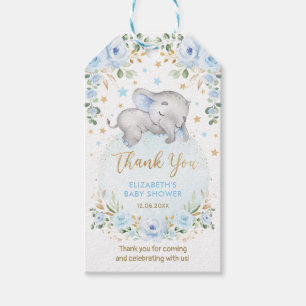 Etiqueta Para Presente DreamBaby Elephant Blue Floral Dourado Stars