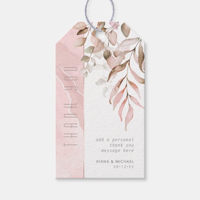 Etiqueta Para Presente Dreamy Foliage Obrigado V2 Blush Pink ID817 (Frente)
