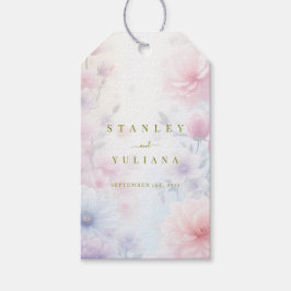 Etiqueta Para Presente Dreamy Pink Blue Watercolor Fantasy Floral Fine
