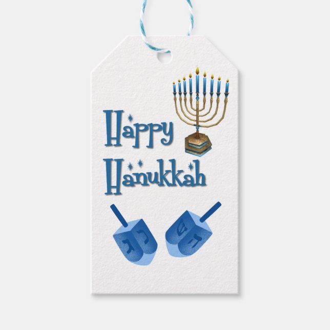 Etiqueta Para Presente Dreidels de Hanukkah (Frente)
