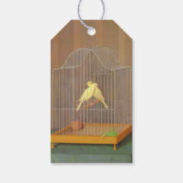 Etiqueta Para Presente Duas Canárias em uma Gaiola (por Antonio Donghi)