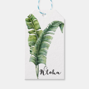 Etiqueta Para Presente Duas Folhas de Palmeira Elegantes Casamento Tropic