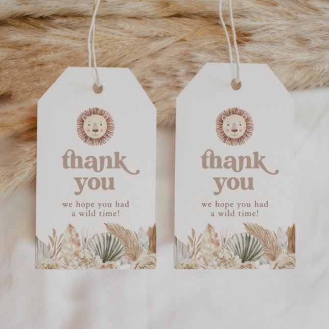 Etiqueta Para Presente Duas Folhas Neutras Selvagens Agradecimento de Ani (Zazzle Two Wild Neutral Leaves Birthday Thank You Gift Tags)
