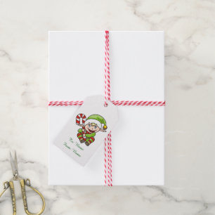 Etiqueta Para Presente Duende do Natal com bastão de doces