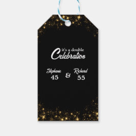 Etiqueta Para Presente Dupla Celebração Jantar de Aniversário Dourado Pre