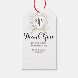 Etiqueta Para Presente Dusky Wildflower Monograma Crest Casamento