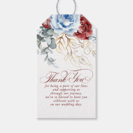 Etiqueta Para Presente Dusty Blue and Red Flowers Boho Thank You