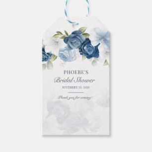 Etiqueta Para Presente Dusty Blue Floral Bloom Eucalyptus Succult
