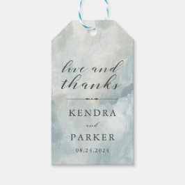 Etiqueta Para Presente Dusty Blue Modern Abstrato Brushstrokes Obrigado