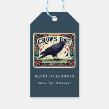Dusty Blue Potion Halloween Black Crow Tag
