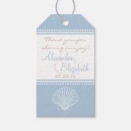 Etiqueta Para Presente Dusty Blue Seashell Casamento Guest Favor Obrigado