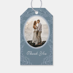 Etiqueta Para Presente Dusty Blue Wedding Vintage Botanical