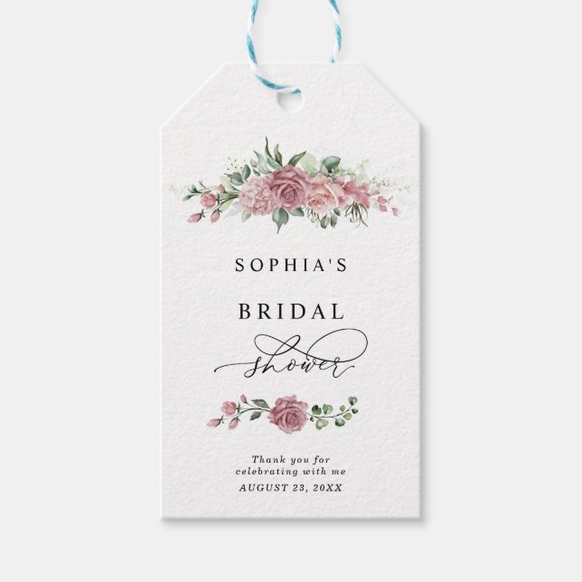 Etiqueta Para Presente Dusty Pink Floral Bridal Shower (Frente)