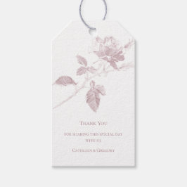 Etiqueta Para Presente Dusty Pink Line Art Rose Thank You Wedding