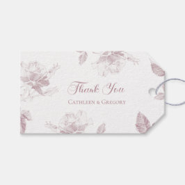 Etiqueta Para Presente Dusty Pink White Roses Floral Thank You Wedding