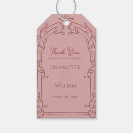 Etiqueta Para Presente Dusty Rose Ornate Arch Botanical Wedding Favor