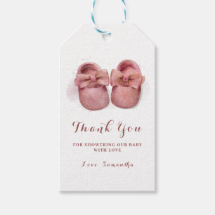 Etiqueta Para Presente É uma menina Sapatos de Bebê Fofo Aquarela Chá de