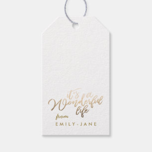 Etiqueta Para Presente é uma vida maravilhosa, Gold Foil Christmas