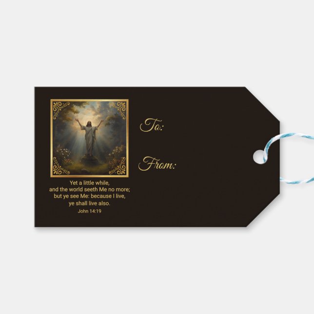 Etiqueta Para Presente Easter Resurrection Religious (Frente (horizontal))