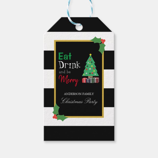Etiqueta Para Presente Eat Drink And Be Merry Christmas Party (Frente)