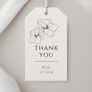 Etiqueta Para Presente Ébano e Marfim Casamento Floral Chic Moderno