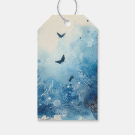 Etiqueta Para Presente Efêmeras Aquarela Azul