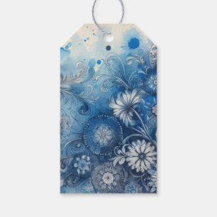 Etiqueta Para Presente Efêmeras Aquarela Azul