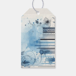 Etiqueta Para Presente Efêmeras Aquarela Azul