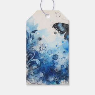 Etiqueta Para Presente Efêmeras Aquarela Azul