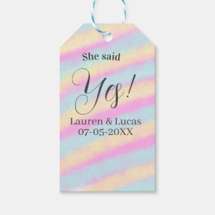 Etiqueta Para Presente Ela disse sim festa de noivado rosa azul amarelo s