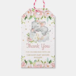 Etiqueta Para Presente Elefante Bebê Floral Rosa Blush Agradeço