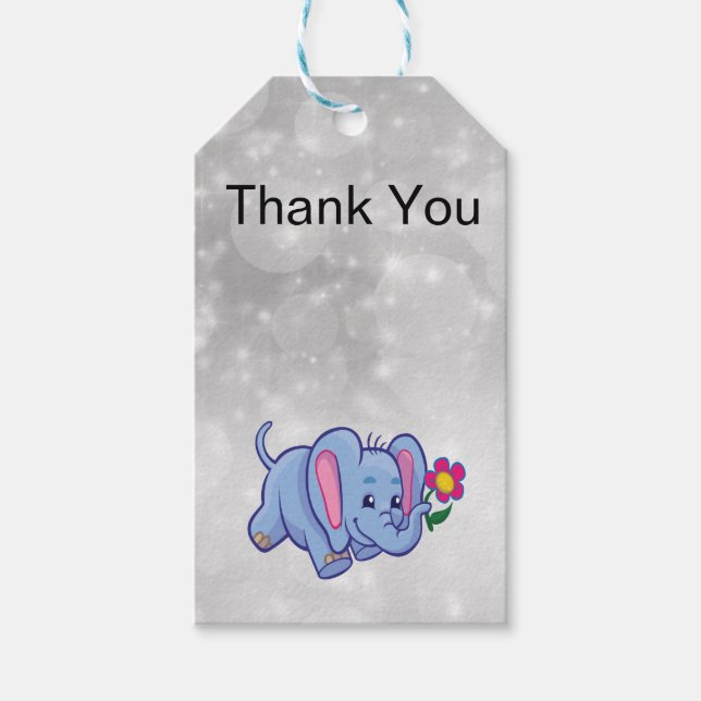 Etiqueta Para Presente Elefante de banda desenhada (Frente)