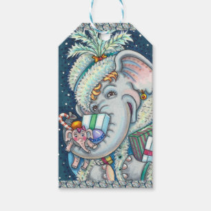 ETIQUETA PARA PRESENTE ELEFANTE DO NATAL, TRISTE DE PRESENTES E BOA CADEI
