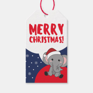Etiqueta Para Presente Elefante Natal Neve Animais de inverno Elefantes G