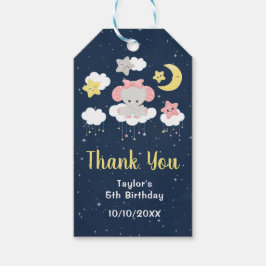 Etiqueta Para Presente Elefante rosa e Festa de aniversário Marinho Obrig