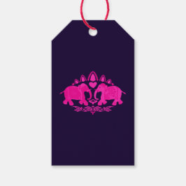 Etiqueta Para Presente Elefantes Asiáticos Rosa Azul