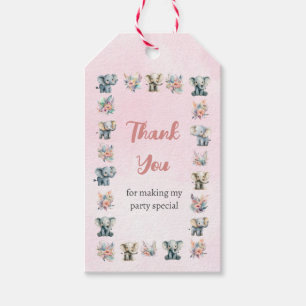 Etiqueta Para Presente Elefantes e Flores da Selva de Boho no Aniversário