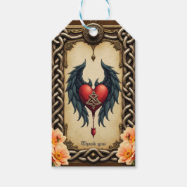 Etiqueta Para Presente elegância celta com coração e asas.