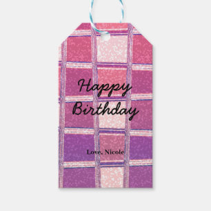 Etiqueta Para Presente Elegância Moderada Brilho Rosa Roxo Glamour