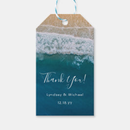 Etiqueta Para Presente Elegant Beach Blue Ocean Obrigado A Favor Do Casam