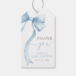 Etiqueta Para Presente Elegant Blue Coquette Bow Boy Baby Shower