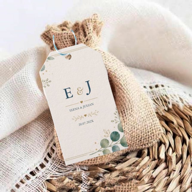 Etiqueta Para Presente Elegant Blue Eucalyptus  (Criador carregado)