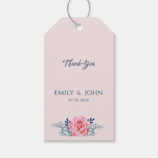 Etiqueta Para Presente Elegant Blush Pink Dusty Blue Floral wedding Favor