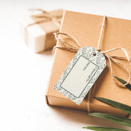 Etiqueta Para Presente Elegant Boho Sage Cream Floral Pattern