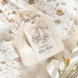 Etiqueta Para Presente Elegant Bow Baby Shower Thank You