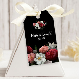 Etiqueta Para Presente Elegant Burgundy and Pink Flowers