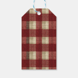 Etiqueta Para Presente Elegant Burgundy Ivory Rust Red Plaid Pattern